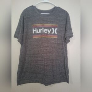 Hurley Charcoal Tee with Striped Logo